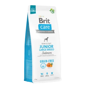 <strong>Brit Care</strong> Grain Free Junior Large Breed, Alimento Seco para Perros Cachorros, Raza Grande/Gigante, Salmón Libre de Granos, bolsa de 12 kg