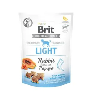 <strong>Brit</strong> Functional Snack Rabbit Papaya, Snack para Perros Adulto Light, Conejo Papaya, bolsa de 150 gr