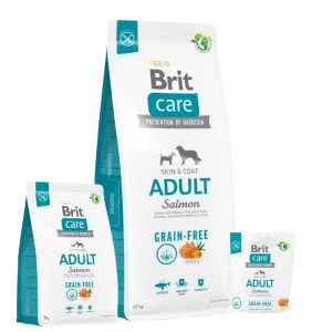 <strong>Brit Care</strong> Grain Free Adult Salmon, Alimento Seco para Perros Adultos, Salmón Libre de Granos, Razas Pequeñas y Medianas, bolsa de 1-3-12 kg