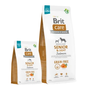 <strong>Brit Care</strong> Grain Free Senior & Light, Alimento Seco para Perros Senior, Control de Peso, Salmón Libre de Granos, bolsa de 3-12 kg