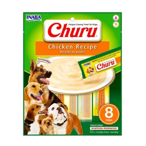 <strong>Inaba</strong> Churu Dog, Snack Húmedo para Perros, Pollo, 8 tubos exprimibles, bolsa de 160 gr