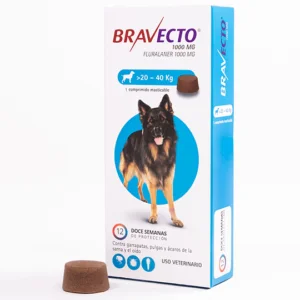 <strong>Bravecto</strong> Antiparasitario Externo para Perros, 20-40 kg, 1 comprimido masticable (dosis cubre 3 meses)