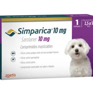<strong>Simparica</strong> Antiparasitario Externo para Perros, 2.5-5 kg, 1-3 comprimidos masticables (dosis mensuales)