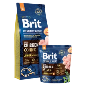 <strong>Brit Premium By Nature</strong> Alimento Seco para Perros, Junior, Raza Mediana, Pollo, bolsa de 3-15 kg