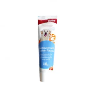 <strong>Bioline</strong> Pasta de Dientes Sabor Pollo para Perros, Higiene Bucal Completa, 100 gr