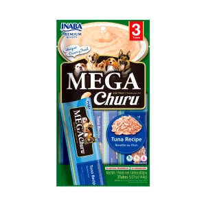 <strong>Inaba</strong> Mega Churu, Snack Húmedo para Perros, Atún Libre de Granos, 3 tubos exprimibles