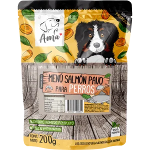 <strong>Ama</strong> Menú Salmón Pavo, Alimento Húmedo Completo Para Perros, sachet de 200 Gr
