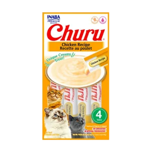 <strong>Inaba</strong> Churu Cat, Snack Húmedo para Gatos, Sabor Pollo, 4 tubos exprimibles, bolsa de 56 gr