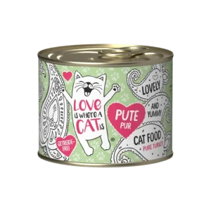 <strong>Love is Where a Cat is</strong> Pure Turkey, Alimento Húmedo para Gatos Libre de Granos, Pavo, lata de 200 gr
