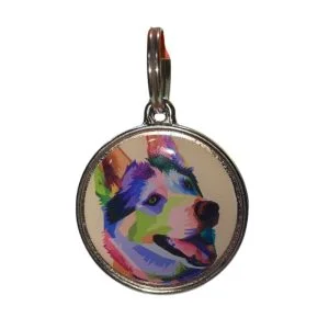 <strong>Universalpet</strong> Placa de identificación para mascotas, Diseño frontal inspirado en un perro Husky