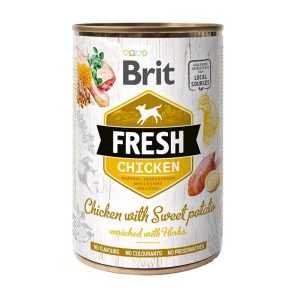 <strong>Brit Fresh</strong> Alimento Húmedo para Perros Paté, Pollo Fresco y Camote, 400 gr, en lata
