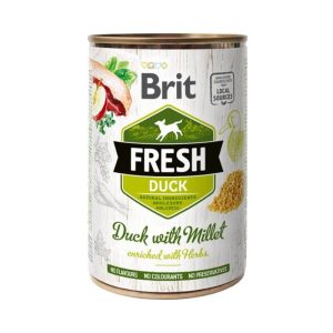 <strong>Brit Fresh</strong> Alimento Húmedo para Perros, Pato con Mijo, 400 gr, en lata