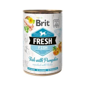 <strong>Brit Fresh</strong> Alimento Húmedo para Perros, Pescado con Calabaza, 400 gr, en lata