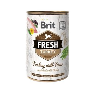 <strong>Brit Fresh</strong> Alimento Húmedo para Perros, Adulto, Pavo con Arvejas, 400 gr, en lata