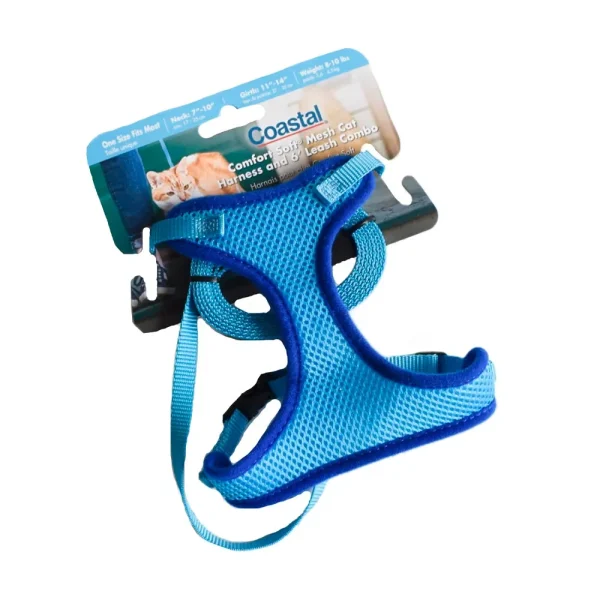 <strong>Coastal</strong> Comfort Soft, Arnés y Trailla para Gatos, Azul, Diámetro Ajustable Cuerpo 35-40 cm - Imagen 5