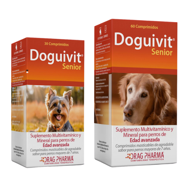 <strong>Doguivit</strong> Senior, Suplemento Multivitamínico y Mineral para Perros Senior, 30-60 Comprimidos