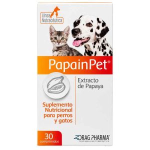 <strong>PapainPet</strong> Suplemento Nutricional Antiinflamatorio con Papaína para Perros y Gatos, 30 comprimidos