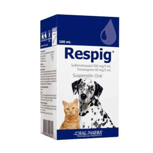 <strong>Respig</strong> Suspensión Oral Antibacteriana, Alivio Infecciones Urinarias, Respiratorias y Cutáneas para Perros y Gatos, frasco de 100 ml (Receta Retenida)