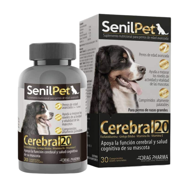 <strong>Drag Pharma</strong> Senilpet Cerebral 20, Suplemento Cognitivo para Perros Senior, 30 comprimidos