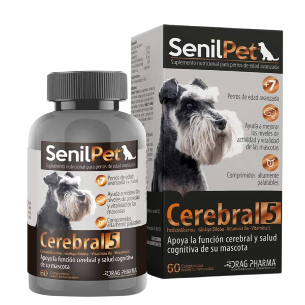 <strong>Drag Pharma</strong> Senilpet Cerebral 5, Suplemento Cognitivo para Perros Senior, 60 comprimidos