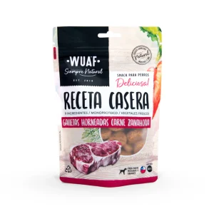 <strong>Wuaf</strong> Receta Casera, Snack Natural para Perros, Galletitas Carne de Res Zanahoria, bolsa de 100 gr