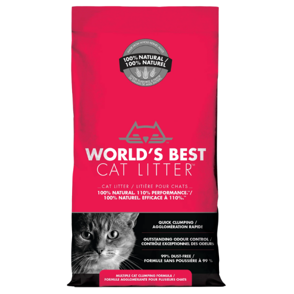 <strong>World's Best Cat Litter</strong> Multiple Cat Clumping Form, Arena Sanitaria, Granos de Maíz, Sin Aroma, bolsa de 3.18-6.35 kg