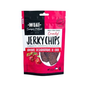 <strong>Wuaf</strong> Jerky Carne Chips, Snack para Perros, Chips Charqui de Carne, bolsa de 40 gr