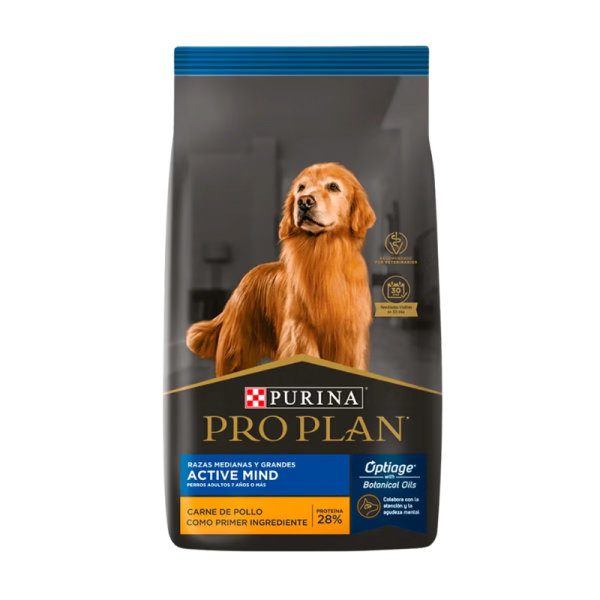 <strong>Purina Pro Plan</strong> Active Mind, Alimento Seco para Perros Senior, +7 años, Raza Mediana/Grande, bolsa de 15 kg
