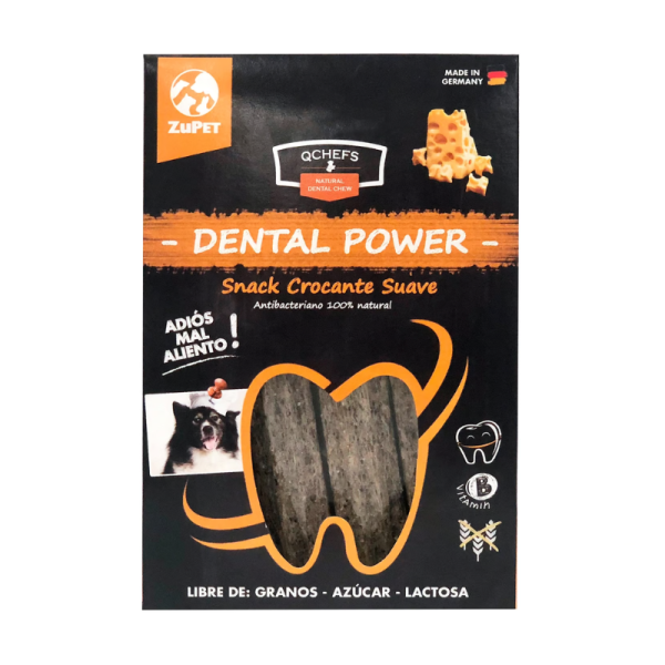 <strong>Zupet</strong> QChefs Dental Power Crocante Suave, Snack Dental para Perros, Gránulos de Queso, bolsa de 75 gr