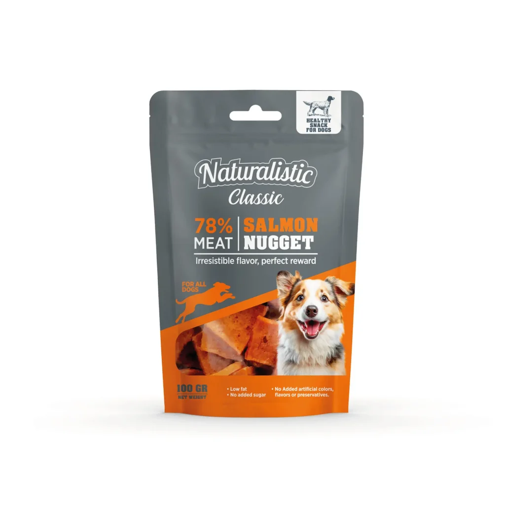 <strong>Naturalistic</strong> Salmon Nugget, Snack para Perros, Nuggets de Salmón, bolsa de 100 gr