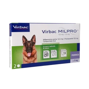 <strong>Virbac</strong> Milpro, Antiparasitario Interno para Perros, desde 5 kg, 2 comprimidos masticables (dosis mensuales)