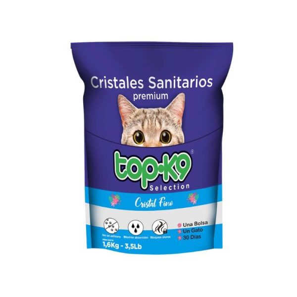<strong>Top-K9</strong> Arena Sanitaria para Gatos de Cristal Fino, Rápida Absorción, bolsa de 1.6 kg
