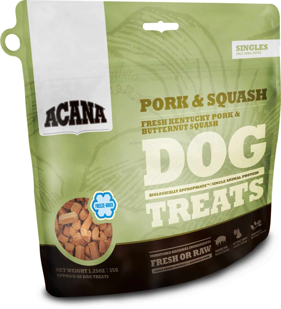 <strong>Acana</strong> Pork & Squash Dog Treats. Snack para Perros, Cerdo y Calabaza, bolsa de 92 gr