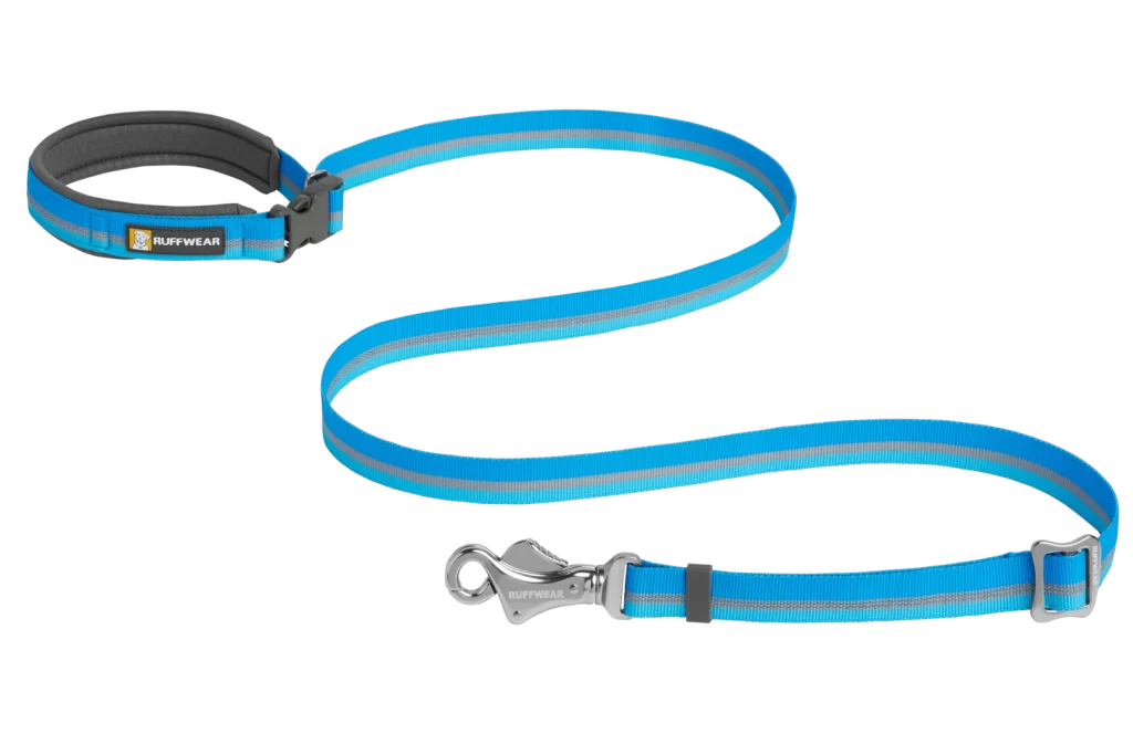 <strong>Ruffwear</strong> Crag Blue Disk, Correa Reflectante de Polyester Duradero y Resistente para Perros, Medidas: 1,1 a 1,8 mt de largo, 19 mm de ancho