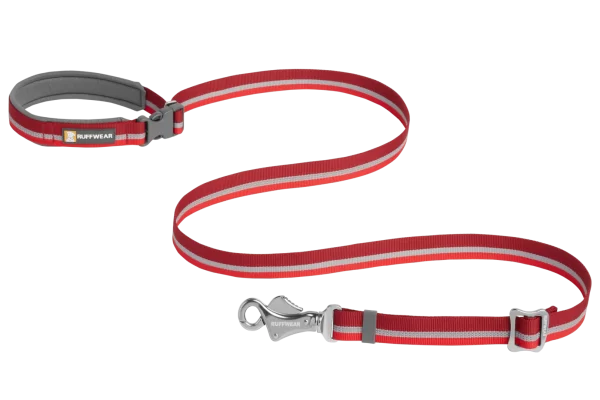 <strong>Ruffwear</strong> Crag Cindercone Red, Correa Reflectante de Polyester Duradero y Resistente para Perros, Medidas: 1,1 a 1,8 mt de largo, 19 mm de ancho