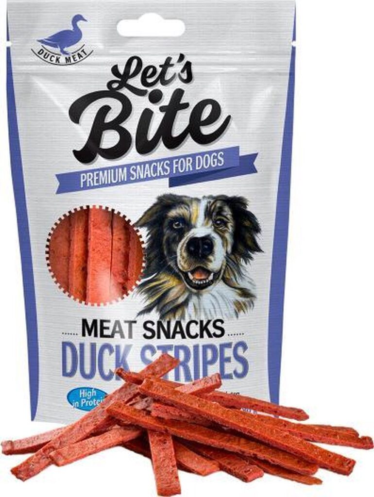 <strong>Brit</strong> Let’s Bite Meat Snacks Duck Stripes, Snack para Perros, Tiritas de Pato, bolsa de 80 gr