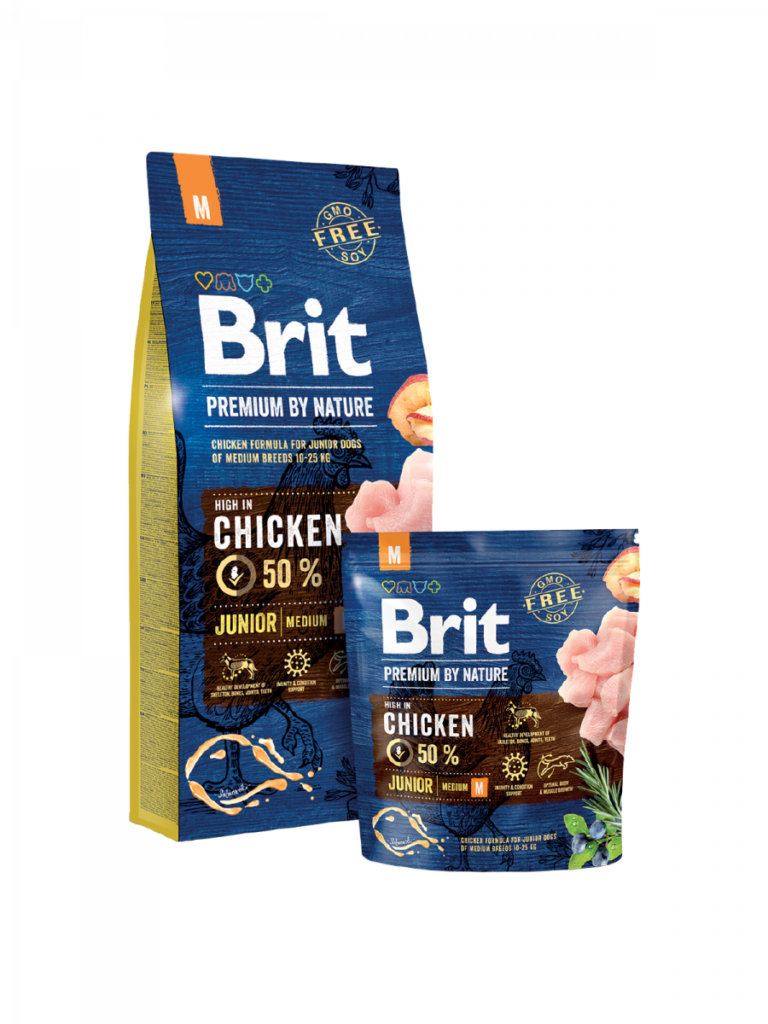 <strong>Brit Premium By Nature</strong> Alimento Seco para Perros, Junior, Raza Mediana, Pollo, bolsa de 3-15 kg