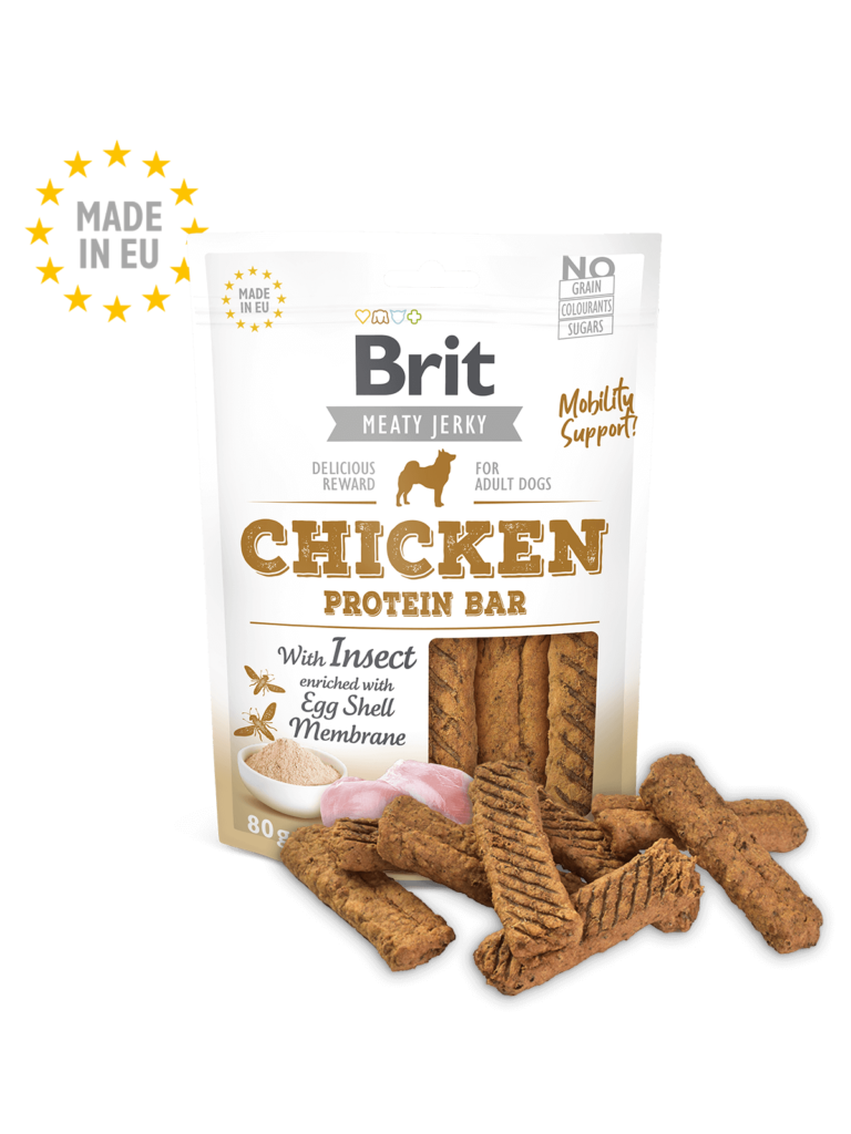 <strong>Brit</strong> Chicken Protein Bar, Snack para Perros, Barritas de Proteína Pollo e Insecto, bolsa de 80 gr
