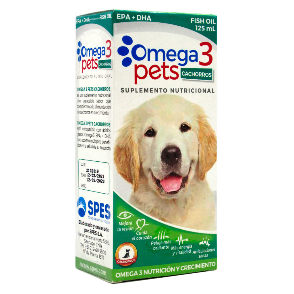 <strong>Omega 3 Pets</strong> Cachorros, Suplemento Nutricional para Desarrollo Integral de Cachorros, Aceite de Pescado, frasco de 120 ml