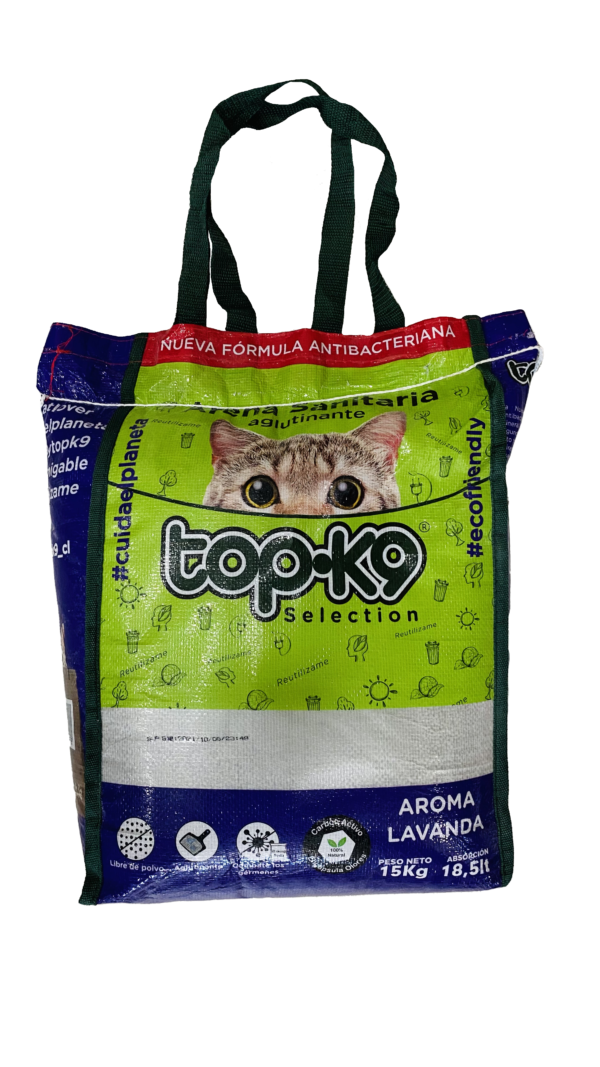 <strong>Top K9</strong> Arena Sanitaria Aglutinante Lavanda para Gatos, Bolsa Reutilizable de 15 kg
