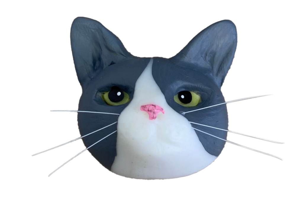 LLAVERO PORCELANA GATO BLANCO/GRIS