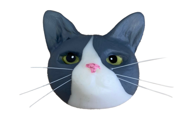 LLAVERO PORCELANA GATO BLANCO/GRIS