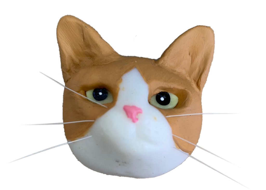 LLAVERO PORCELANA GATO BLANCO/ANARANJADO
