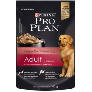 <strong>Purina Pro Plan</strong> Alimento Húmedo para Perros, Carne, pouch de 100 gr