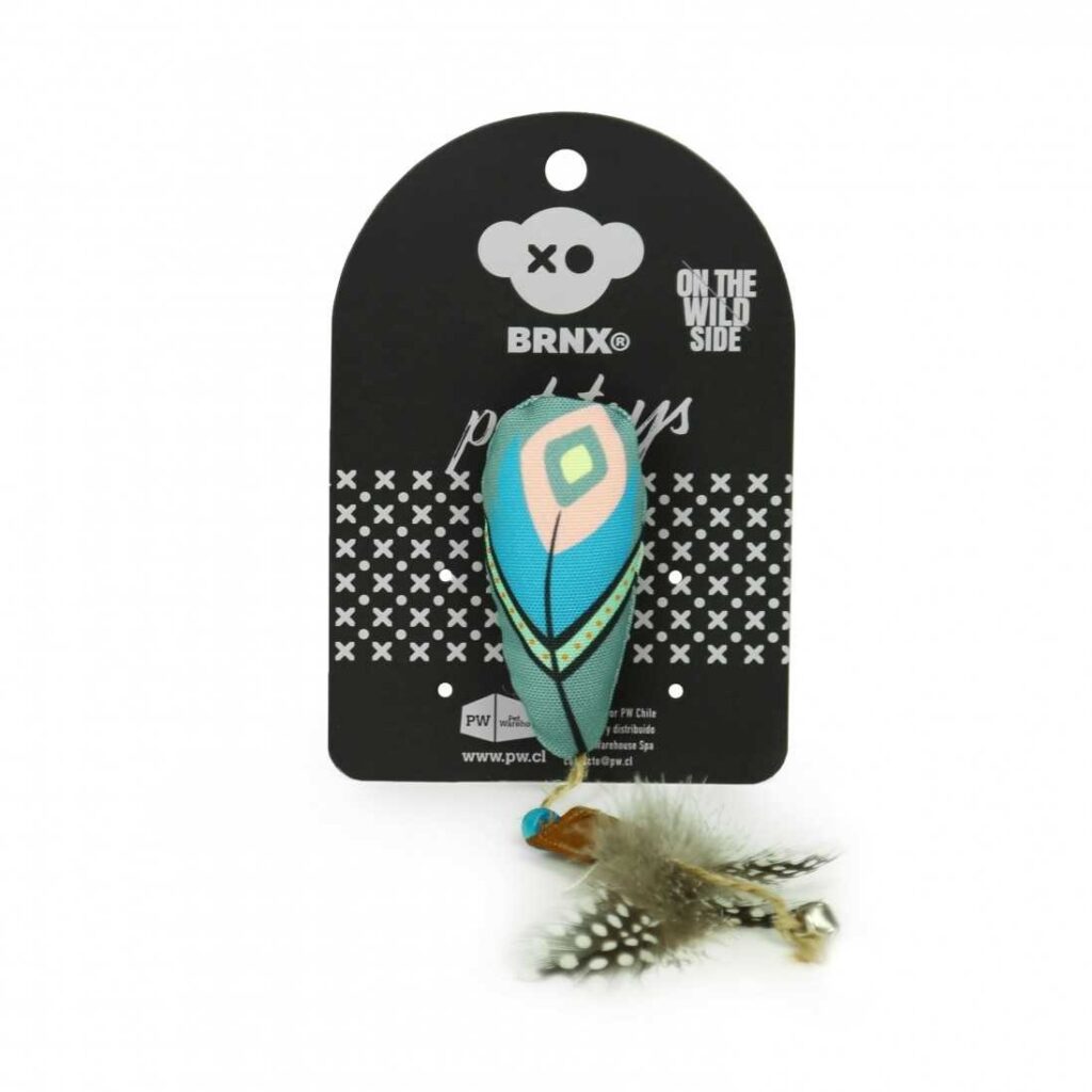 BRNX JUGUETE GATO PLUMA CELESTE