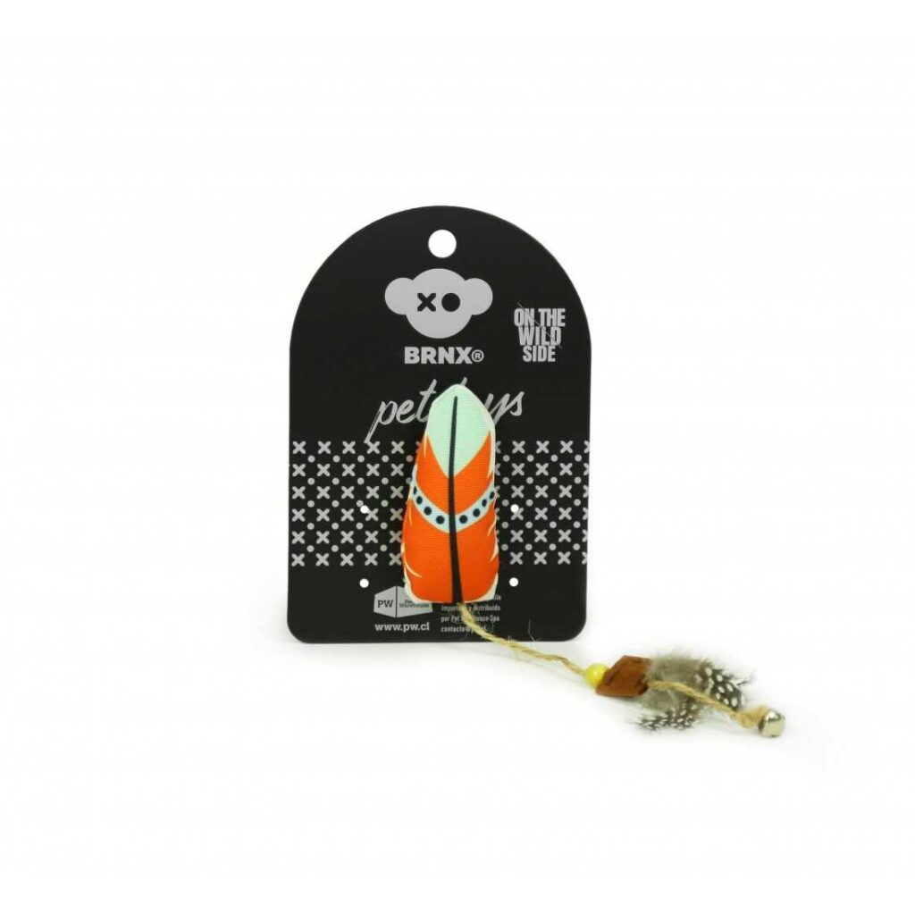 BRNX JUGUETE GATO PLUMA NARANJA