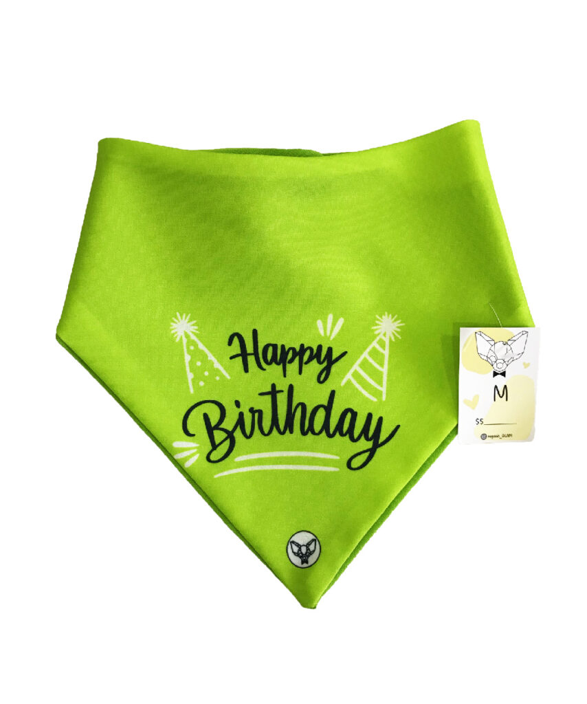 <strong>Mr. Paolo</strong> Bandana, Feliz Cumpleaños, Verde, Tallas XS a XL
