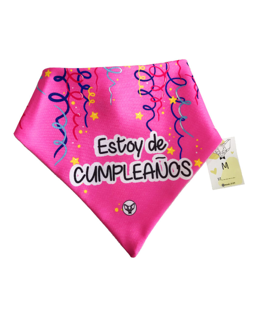 <strong>Mr. Paolo</strong> Bandana Feliz Cumpleaños Rosado para Mascotas