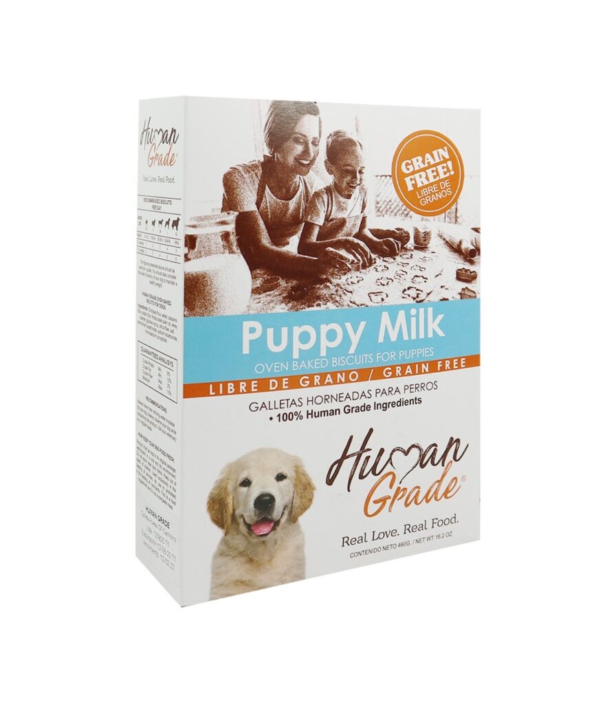 <strong>Human Grade</strong> Puppy Milk, Snack para Perros Cachorro, Galletas de Leche Libre de Granos, caja de 460 gr