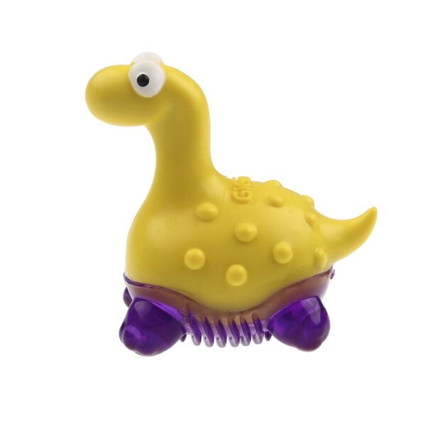 <strong>GiGwi</strong> Suppa Puppa Dinosaurio, Juguete Masticable para Cachorros, Goma TPR Amarilla - Imagen 3